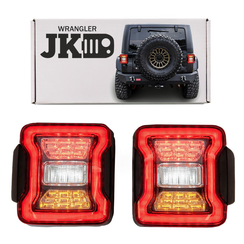 JEEP WRANGLER JK 2007-2018 VERSIONE EUROPEA FANALI POSTERIORI LED ESTETICI PER JL (Cod. AP-D334-497F