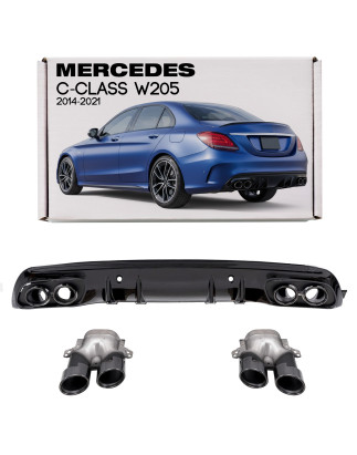 MERCEDES C-CLASS W205 2014-2021 DIFFUSORE POSTERIORE CON PDC KIT ESTETICO PER AMG C43 (Cod. AP-8A1D-