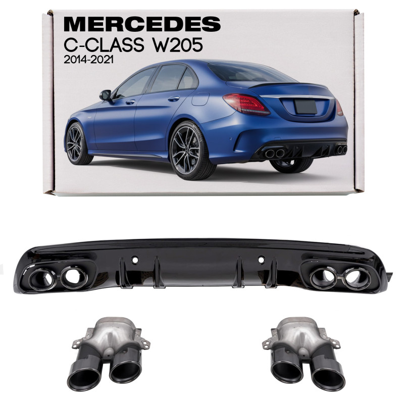 MERCEDES C-CLASS W205 2014-2021 DIFFUSORE POSTERIORE CON PDC KIT ESTETICO PER AMG C43 (Cod. AP-8A1D-