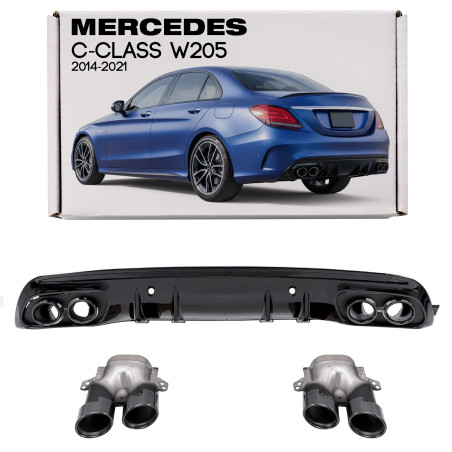 MERCEDES C-CLASS W205 2014-2021 DIFFUSORE POSTERIORE CON PDC KIT ESTETICO PER AMG C43 (Cod. AP-8A1D-