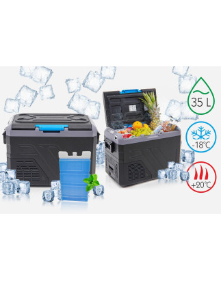 COMPRESSORE DA VIAGGIO PORTATILE FRIGO-CONGELATORE IK-15-35L 35L PER -20°C 12-24V DISPLAY + GRATIS 