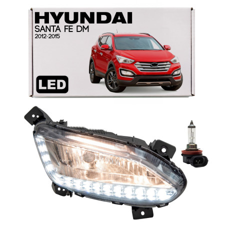 HYUNDAI SANTA FE III DM 2012-2015 PRE-RESTYLING FENDINEBBIA + FARO DRL LED PER DIURNE DESTRA 92202A1