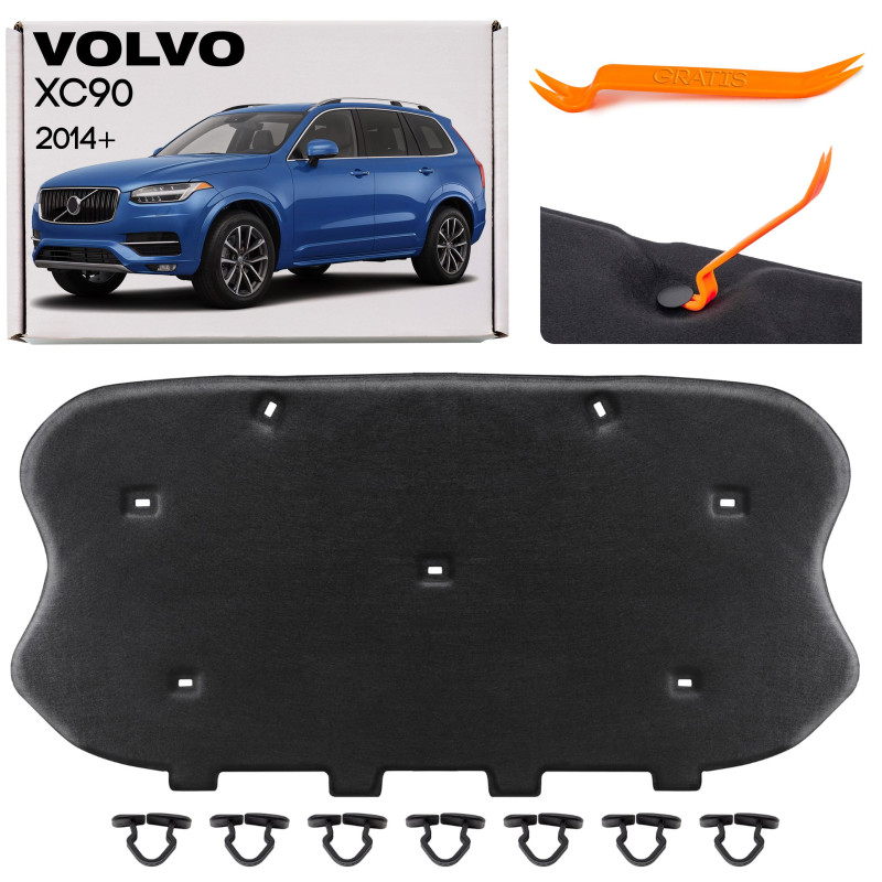 VOLVO XC90 II 2014+ PANNELLO FONOASSORBENTE COFANO KIT CON CLIP 31442270 (Cod. AP-AAD5-4719F_A4x4)