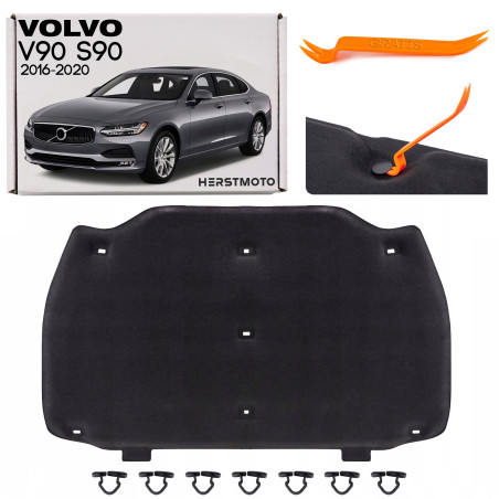 VOLVO V90 S90 2016-2020 PRE-RESTYLING PANNELLO FONOASSORBENTE COFANO KIT CON CLIP 31383344 (Cod. AP-