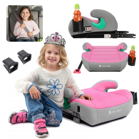SEGGIOLINO AUTO RONDELLA SEDILE CON ISOFIX GRIGIO-ROSA R129 125-150 CM (Cod. AP-CBAE-17715_A4x4)