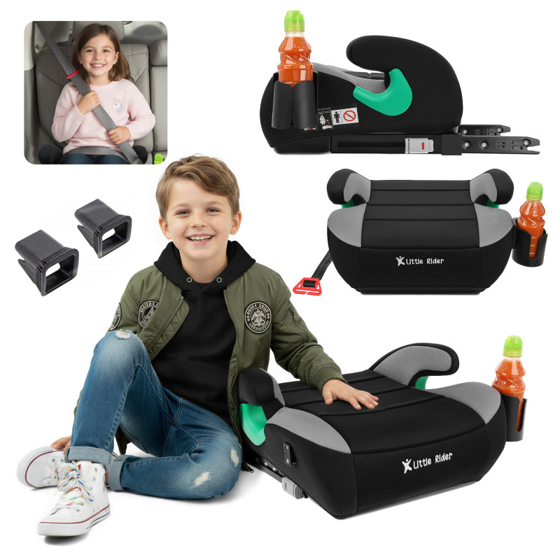 SEGGIOLINO AUTO RONDELLA SEDILE CON ISOFIX NERO-GRIGIO R129 125-150 CM (Cod. AP-A4CA-458AA_A4x4)