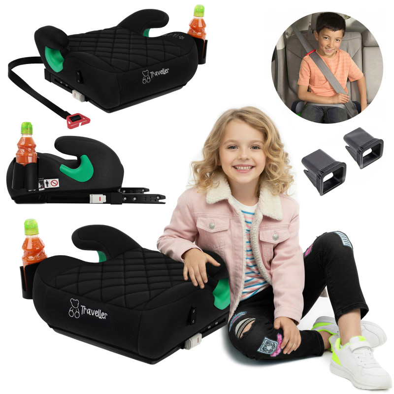 SEGGIOLINO AUTO RONDELLA SEDILE CON ISOFIX NERO TRAPUNTATO R129 125-150 CM (Cod. AP-1B2F-582AA_A4x4)
