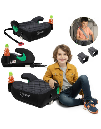 SEGGIOLINO AUTO RONDELLA SEDILE CON ISOFIX NERO-GRIGIO TRAPUNTATO R129 125-150 CM (Cod. AP-EFF8-4686