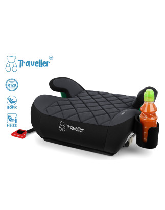 SEGGIOLINO AUTO RONDELLA SEDILE CON ISOFIX NERO-GRIGIO TRAPUNTATO R129 125-150 CM (Cod. AP-EFF8-4686