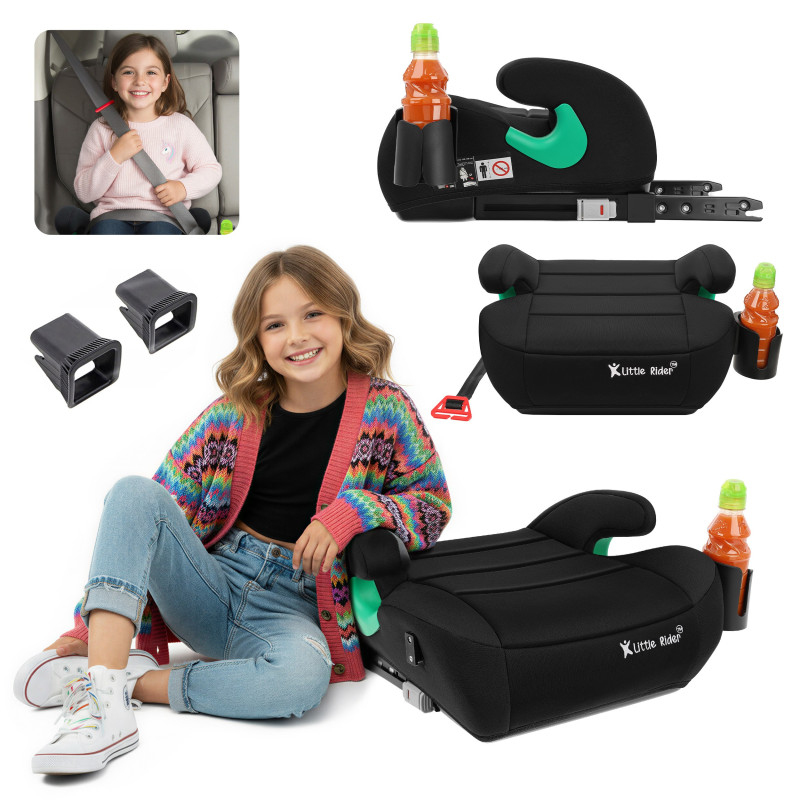 SEGGIOLINO AUTO RONDELLA SEDILE CON ISOFIX NERO R129 125-150 CM (Cod. AP-225F-5728D_A4x4)