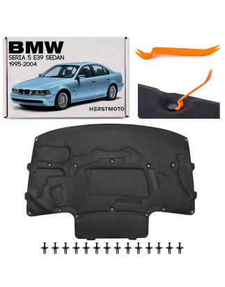 BMW SERIA 5 E39 berlina 1995-2004 PANNELLO FONOASSORBENTE COFANO KIT CON CLIP 51488159483 (Cod. AP-B