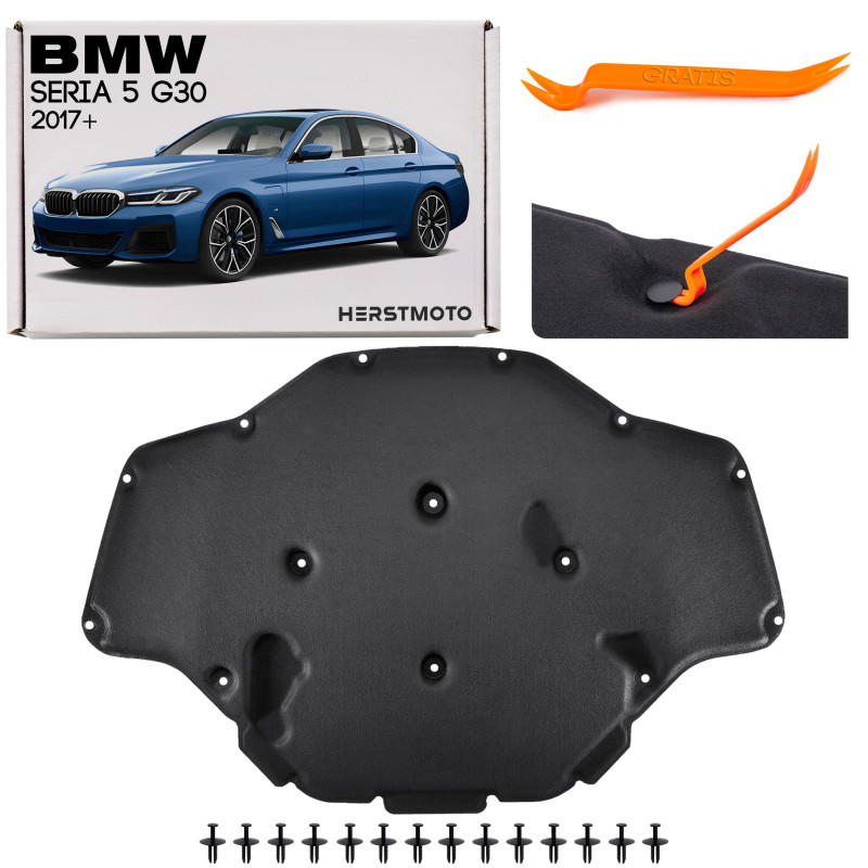 BMW SERIA 5 G30 2017+ PANNELLO FONOASSORBENTE COFANO KIT CON CLIP 51487352219 (Cod. AP-7C73-44085_A4