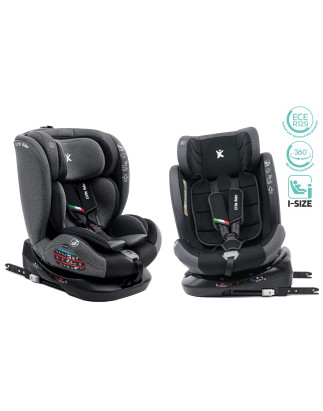 SEGGIOLINO AUTO GIREVOLE ALEXANDER 360° NERO-GRIGIO 40-150 CM E-SIZE R129 + ISOFIX (Cod. AP-604F-75