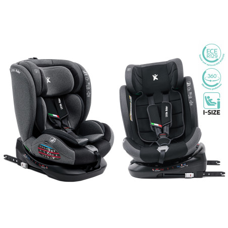 SEGGIOLINO AUTO GIREVOLE ALEXANDER 360° NERO-GRIGIO 40-150 CM E-SIZE R129 + ISOFIX (Cod. AP-604F-75