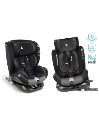 SEGGIOLINO AUTO GIREVOLE ALEXANDER 360° GRIGIO-NERO 40-150 CM E-SIZE R129 + ISOFIX (Cod. AP-C9BE-39