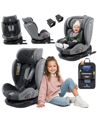 SEGGIOLINO AUTO GIREVOLE ALEXANDER 360° GRIGIO-NERO 40-150 CM E-SIZE R129 + ISOFIX (Cod. AP-D6A2-11