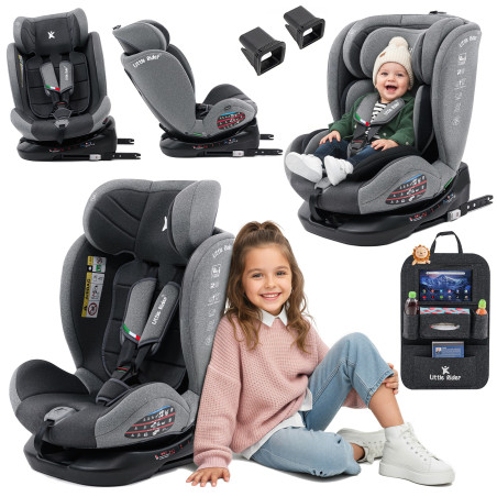 SEGGIOLINO AUTO GIREVOLE ALEXANDER 360° GRIGIO-NERO 40-150 CM E-SIZE R129 + ISOFIX (Cod. AP-D6A2-11