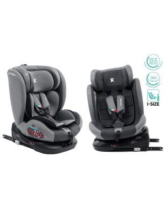 SEGGIOLINO AUTO GIREVOLE ALEXANDER 360° GRIGIO-NERO 40-150 CM E-SIZE R129 + ISOFIX (Cod. AP-D6A2-11