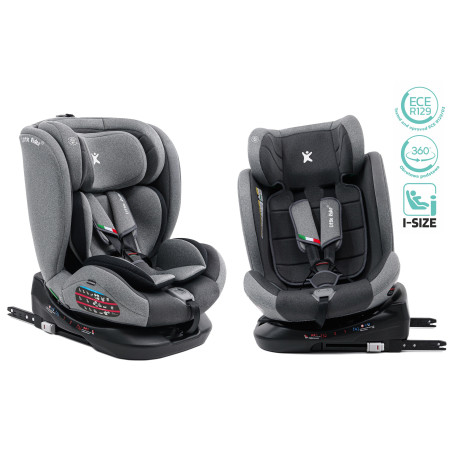 SEGGIOLINO AUTO GIREVOLE ALEXANDER 360° GRIGIO-NERO 40-150 CM E-SIZE R129 + ISOFIX (Cod. AP-D6A2-11