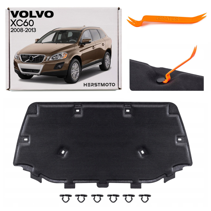 VOLVO XC60 E 2008-2013 PRE-RESTYLING PANNELLO FONOASSORBENTE COFANO KIT CON CLIP 31294504 (Cod. AP-4