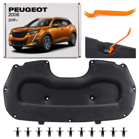 PEUGEOT 2008 II 2019+ PANNELLO FONOASSORBENTE COFANO CON KIT CLIP 9825959880 (Cod. AP-3CE6-46517_A4x