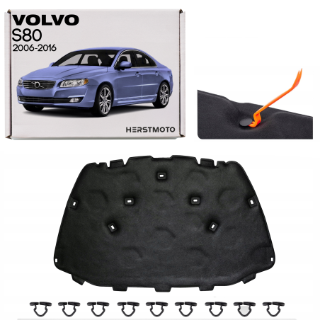 VOLVO S80 II 2006-2016 PANNELLO FONOASSORBENTE COFANO CON KIT CLIP 31298731 (Cod. AP-B38E-674A7_A4x4