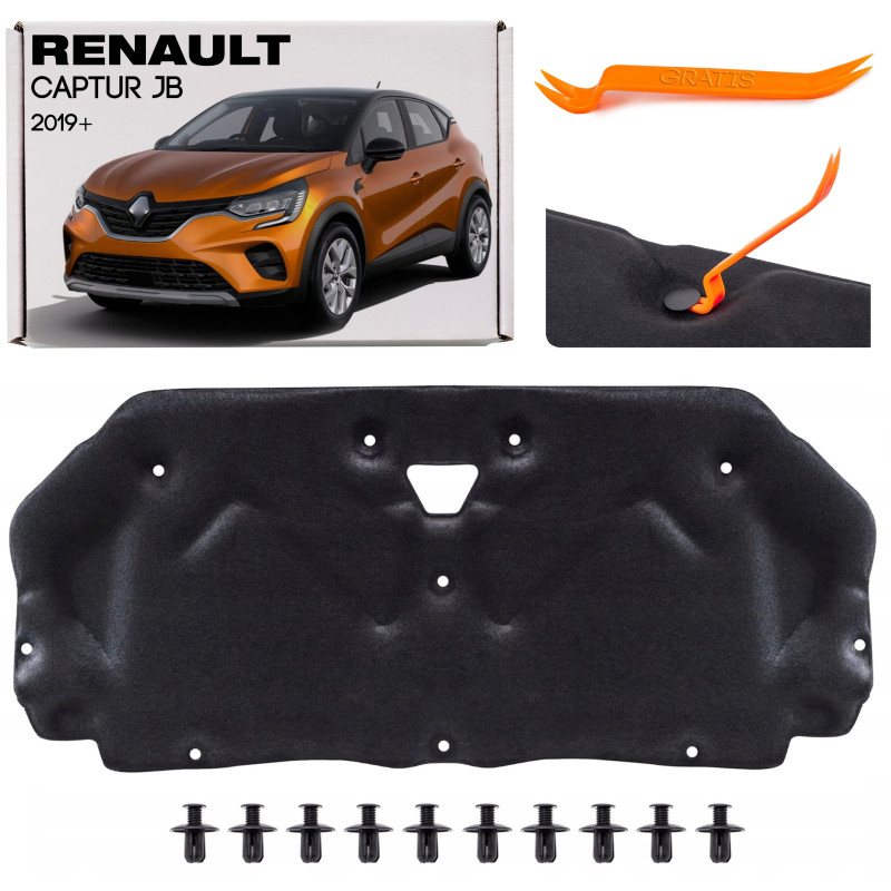RENAULT CAPTUR II JB 2019+ PANNELLO FONOASSORBENTE COFANO KIT CON CLIP 658407258R (Cod. AP-BDDC-7355