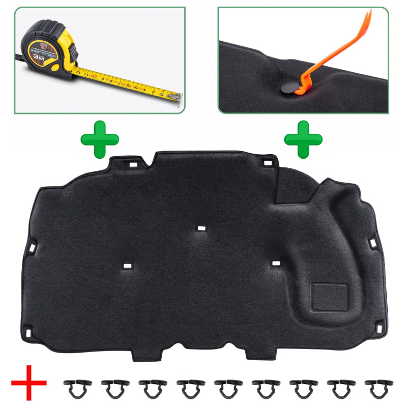 VOLVO S40 II 2004-2012 DIESEL PANNELLO FONOASSORBENTE COFANO KIT CON CLIP 30715979 (Cod. AP-082E-479