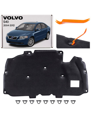 VOLVO S40 II 2004-2012 BENZINA PANNELLO FONOASSORBENTE COFANO KIT CON CLIP 30740133 (Cod. AP-1A90-80