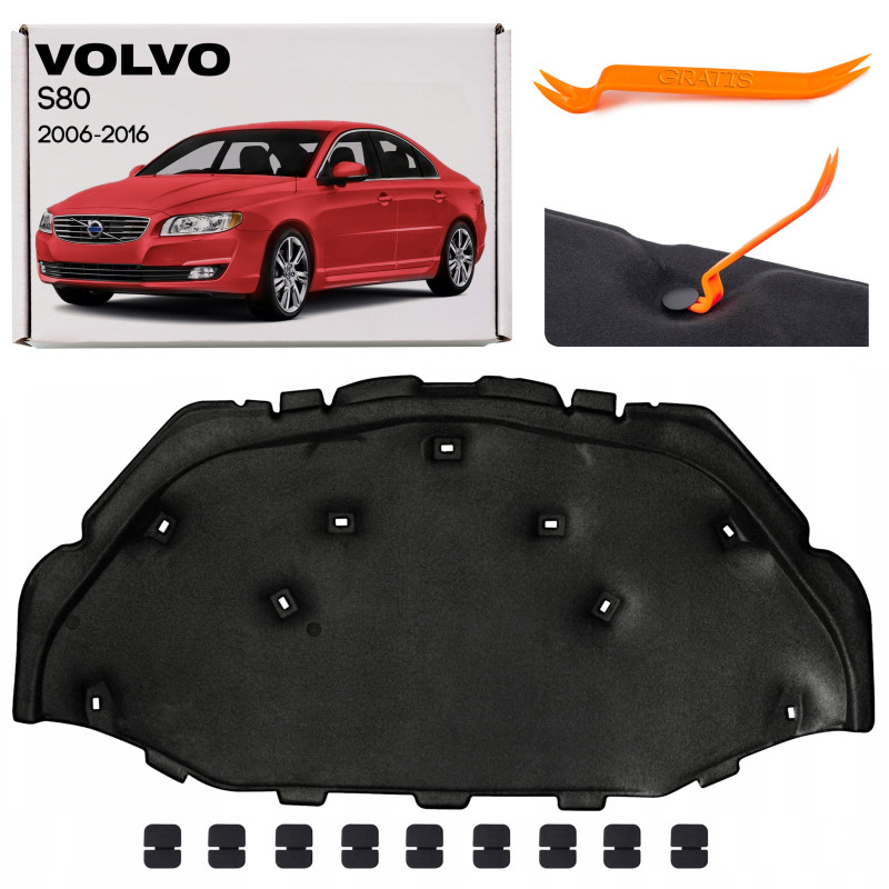 VOLVO S80 II 2006-2016 PANNELLO FONOASSORBENTE COFANO CON KIT CLIP 31352181 (Cod. AP-DE30-133A2_A4x4