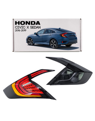 HONDA CIVIC X 2016-2019 berlina TUNING FANALI POSTERIORI FULL LED FUME DINAMICI (Cod. AP-DD6F-80298_