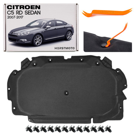 CITROEN C5 II RD 2007-2017 berlina PANNELLO FONOASSORBENTE COFANO CON CLIP 7979C4 (Cod. AP-6153-737A