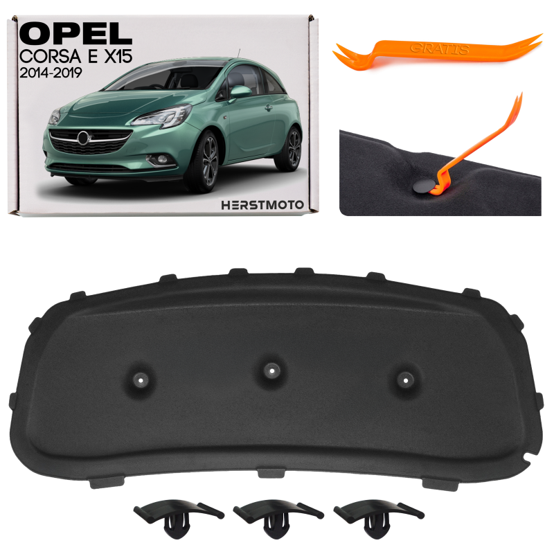 OPEL CORSA E X15 2014-2019 PANNELLO FONOASSORBENTE COFANO KIT CON CLIP 13427588 (Cod. AP-4F18-193BE_