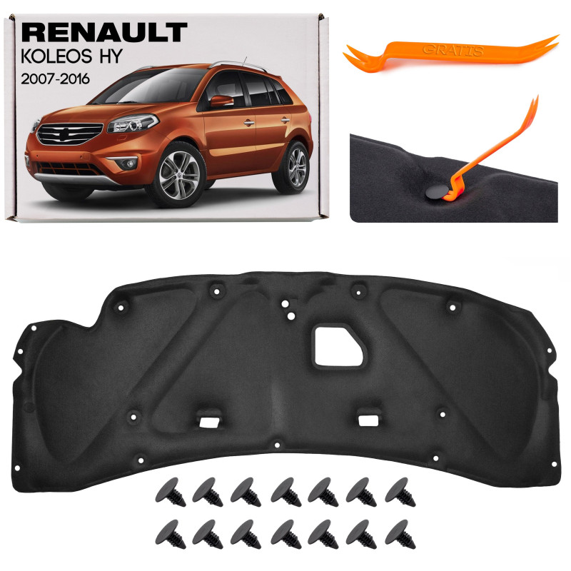 RENAULT KOLEOS E HY 2007-2016 PANNELLO FONOASSORBENTE COFANO CON KIT CLIP 65840JY00A (Cod. AP-42E2-5