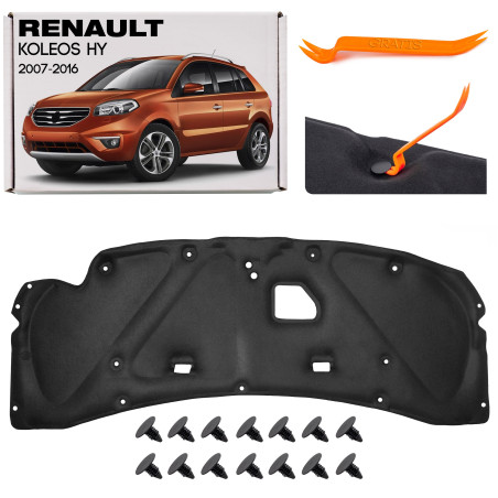 RENAULT KOLEOS E HY 2007-2016 PANNELLO FONOASSORBENTE COFANO CON KIT CLIP 65840JY00A (Cod. AP-42E2-5