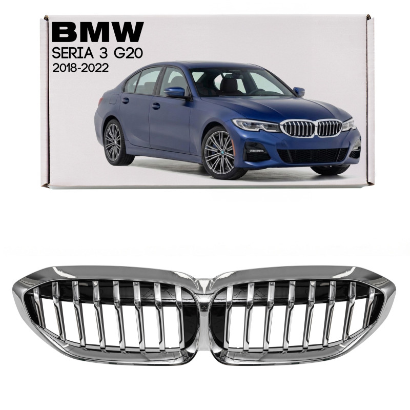 BMW SERIA 3 G20 2018-2022 PRE-RESTYLING MASCHERINA ANTERIORE CROMATO MASCHERINA DOPPIO RENE 51137449