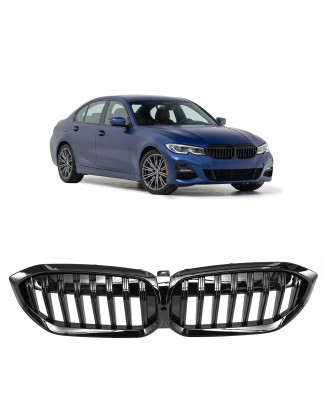 BMW SERIA 3 G20 2018+ MASCHERINA ANTERIORE NERO LUCIDO MASCHERINA DOPPIO RENE PER TELECAMERA 5113807