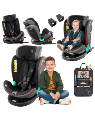 SEGGIOLINO AUTO GIREVOLE LEONARDO 360° NERO-GRIGIO 40-150 CM E-SIZE R129 + ISOFIX (Cod. AP-B4E9-395