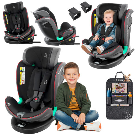 SEGGIOLINO AUTO GIREVOLE LEONARDO 360° NERO-GRIGIO 40-150 CM E-SIZE R129 + ISOFIX (Cod. AP-B4E9-395