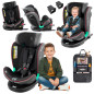 SEGGIOLINO AUTO GIREVOLE LEONARDO 360° NERO-GRIGIO 40-150 CM E-SIZE R129 + ISOFIX (Cod. AP-B4E9-395