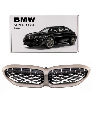 BMW SERIA 3 G20 2018+ MASCHERINA ANTERIORE DIAMOND SATINATO MASCHERINA DOPPIO RENE 51138079742 (Cod.