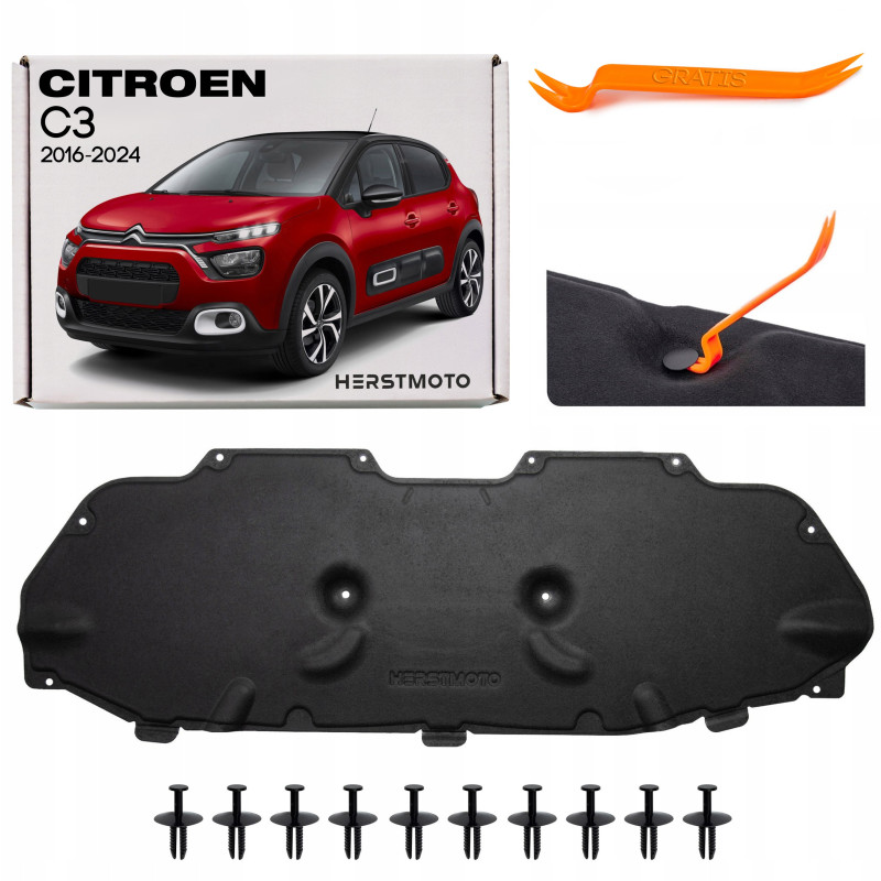 CITROEN C3 III 2016-2024 PANNELLO FONOASSORBENTE COFANO CON CLIP 9813386980 (Cod. AP-B60C-24955_A4x4