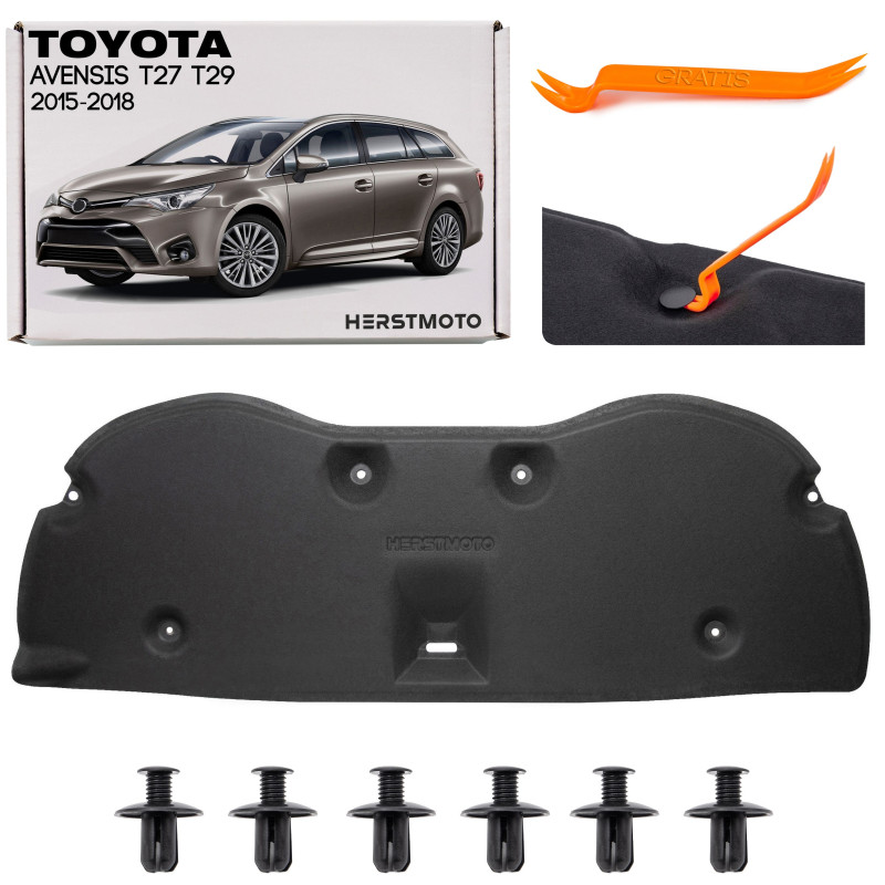 TOYOTA AVENSIS III T27 T29 2015-2018 DOPO IL SECONDO RESTYLING PANNELLO FONOASSORBENTE COFANO CON CL