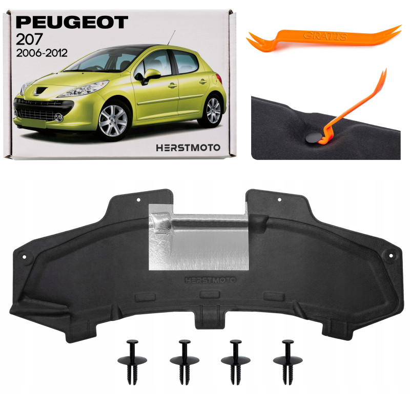 PEUGEOT 207 2006-2012 PANNELLO FONOASSORBENTE COFANO CON CLIP 9681498480 (Cod. AP-C517-28899_A4x4)