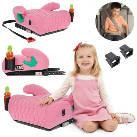 SEGGIOLINO AUTO RONDELLA SEDILE CON ISOFIX ROSA R129 125-150 CM (Cod. AP-60A0-118AF_A4x4)