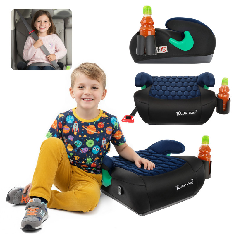 SEGGIOLINO AUTO RONDELLA SEDILE NERO-BLU SCURO TRAPUNTATO R129 125-150 CM (Cod. AP-384A-23578_A4x4)