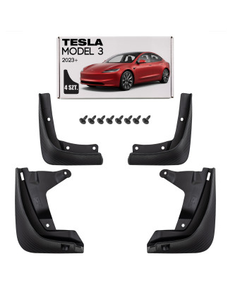 TESLA MODELLO 3 2023+ RESTYLING PARASPRUZZI CARBON FIBER KIT (Cod. AP-40FC-143F9_A4x4)