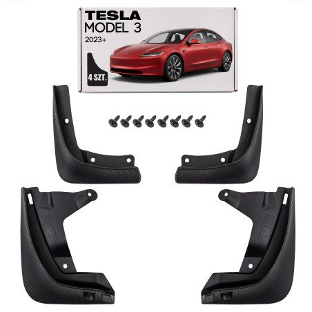 TESLA MODELLO 3 2023+ RESTYLING PARASPRUZZI CARBON FIBER KIT (Cod. AP-40FC-143F9_A4x4)