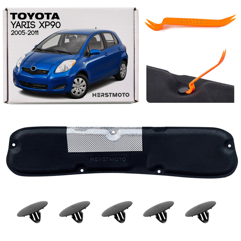 TOYOTA YARIS II XP90 2005-2011 PANNELLO FONOASSORBENTE COFANO CON KIT CLIP 539410D030 (Cod. AP-5033-