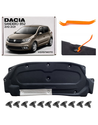 DACIA SANDERO II B52 2012–2021 PANNELLO FONOASSORBENTE COFANO CON KIT CLIP 658407821R (Cod. AP-876